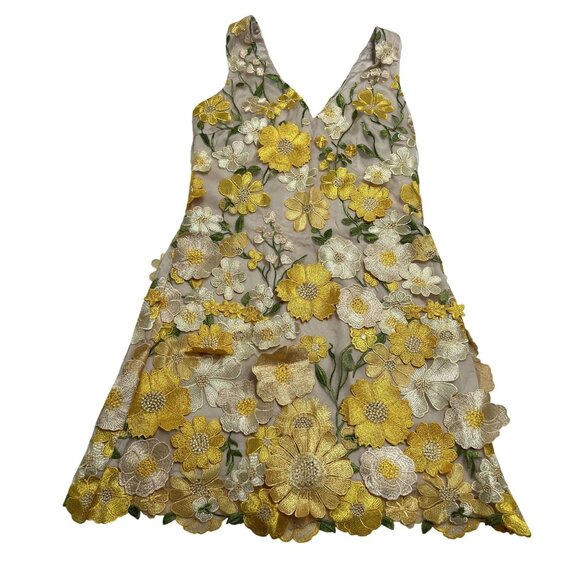 black button front mini dress Women's Button Front Floral Embroidered Mini Dress in Black